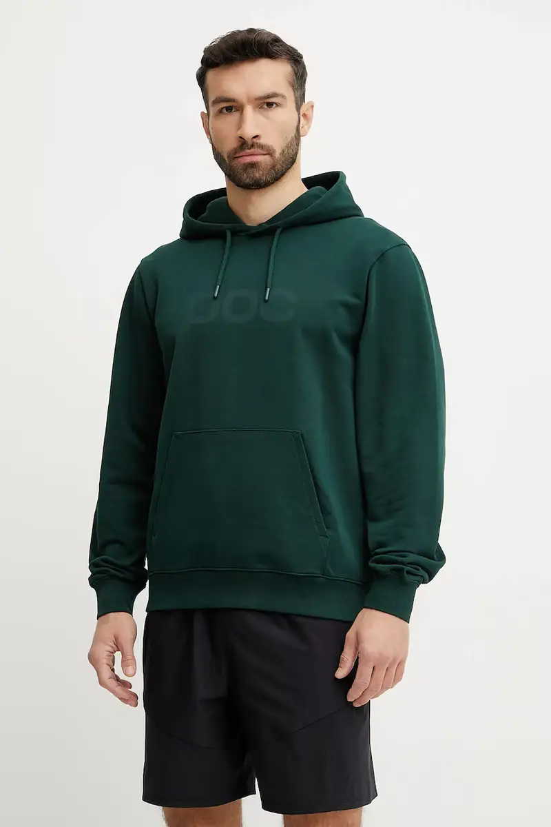 felpa in cotone uomo colore verde con cappuccio 61652