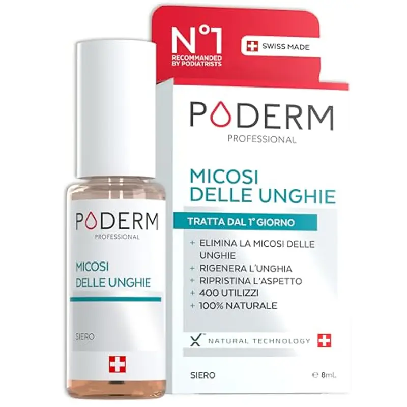 PODERM - MICOSI DELLE UNGHIE TRATTAMENTO 2 in 1 - A base di erbe con straordinarie qualità antimicotiche e riparatrici - Trattamento professionale mani/piedi - Facile e rapido - Swiss Made