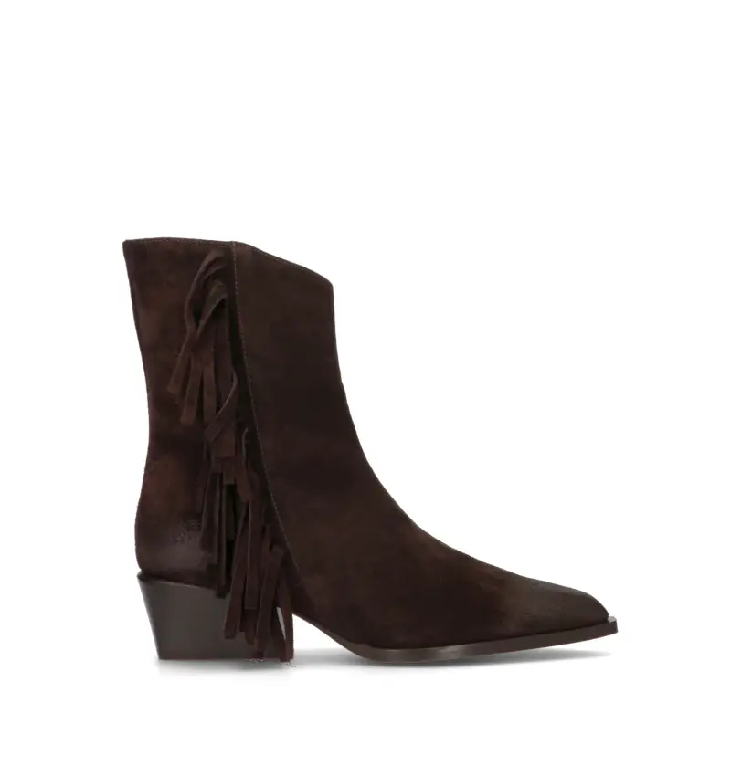 Tronchetto donna testa di moro in suede con frange Vario