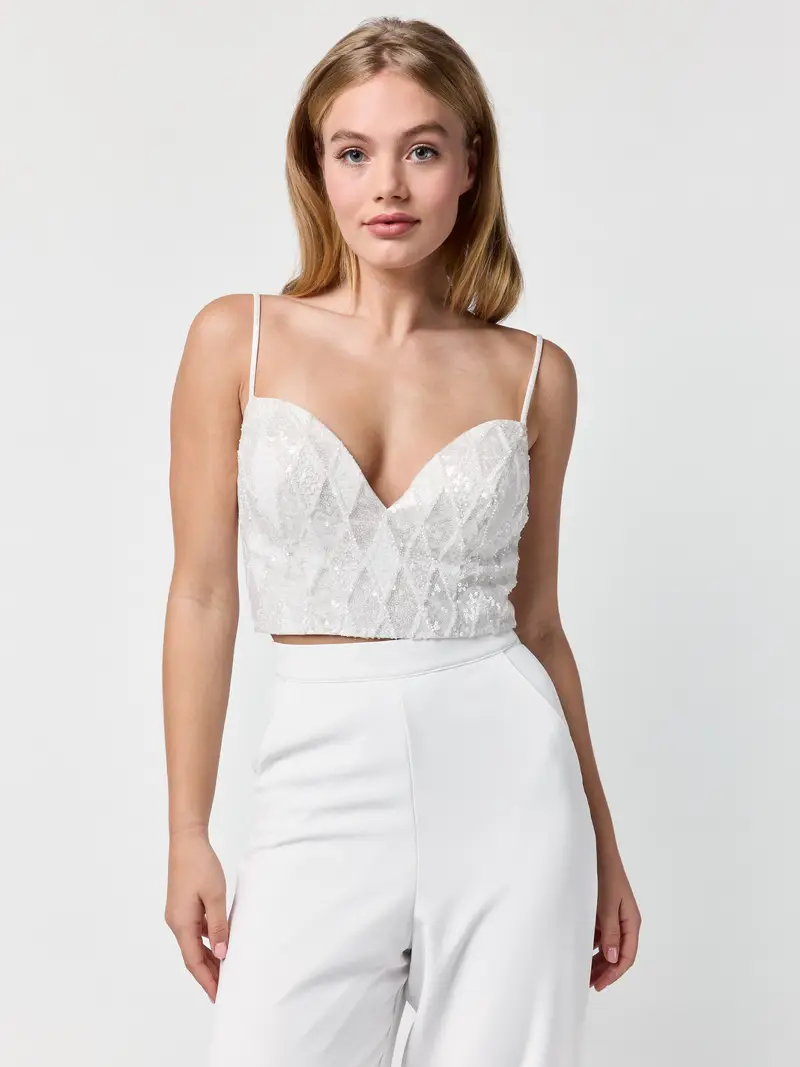 T-75422 Top Paillettes | Maat Ivory