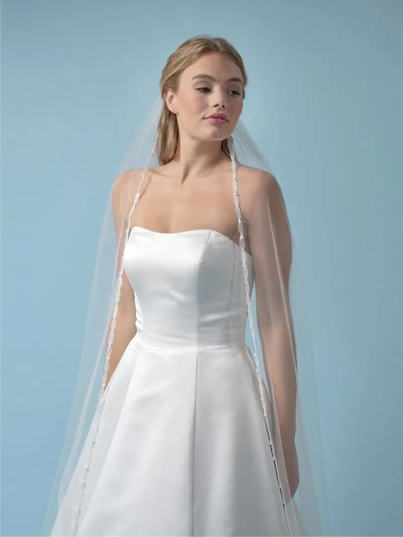 Velo Poirier S430-280-SOFT Bordo perle e paillettes Ivory