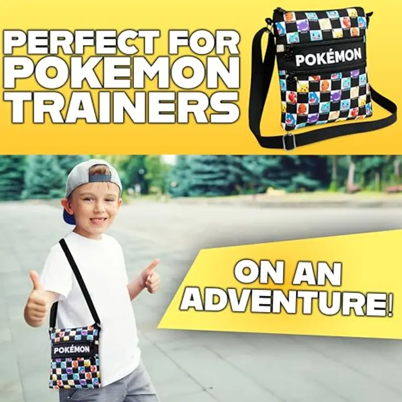 Pokémon Borsa Tracolla Ragazza & Adolescenti Anime Borsetta Tracolla Pikachu per Viaggi Telefono Portafoglio Regali Bambini (26x22x3.5cm, Nero/Multi) miniatura 2