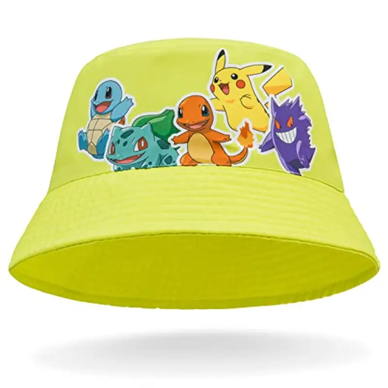 Pokémon Cappello Bambino Cappellino con Visiera da Baseball Regolabile Cappello da Pescatore Bucket Hat Bambina Ragazzi Cappellini Estivi Pikachu Gadget Ufficiale (Giallo)