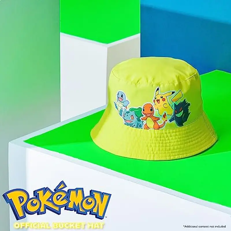 Pokémon Cappello Bambino Cappellino con Visiera da Baseball Regolabile Cappello da Pescatore Bucket Hat Bambina Ragazzi Cappellini Estivi Pikachu Gadget Ufficiale (Giallo) miniatura 2