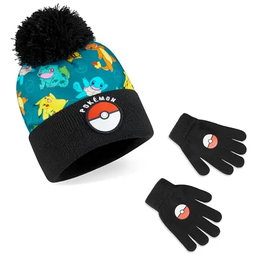 Pokemon Berretto Cappello e Guanti o Cappello Guanti Invernali & Sciarpa Set Invernale Bambino