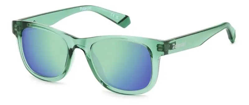 Polaroid Bambino PLD 8009/N/NEW 1ED/5Z Occhiali da sole Plastica Verde Verde Squadrata Polarizzata Specchiato