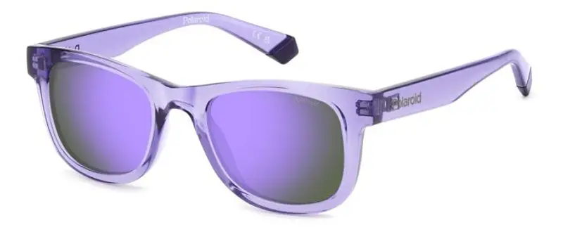 Polaroid Bambino PLD 8009/N/NEW 789/MF Occhiali da sole Plastica Viola Viola Squadrata Polarizzata Specchiato