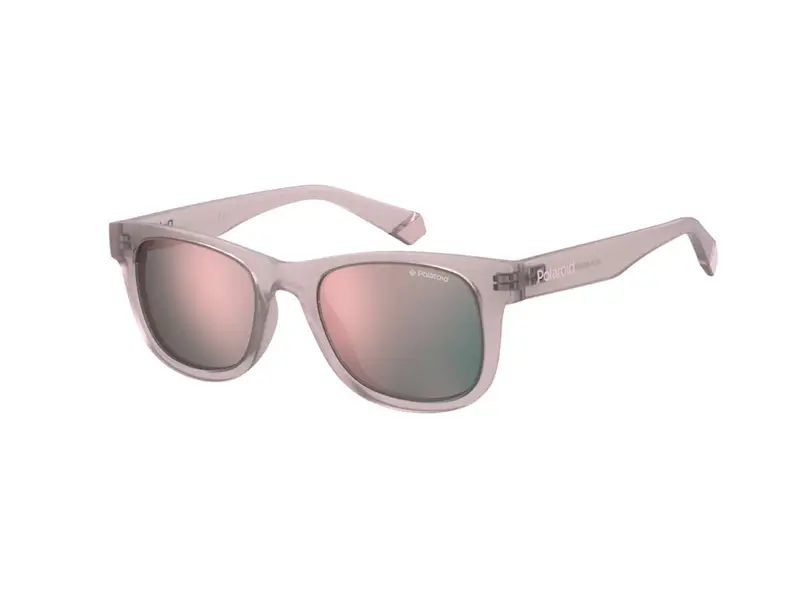 Polaroid Bambino PLD 8009/N/NEW FWM/JQ Occhiali da sole Plastica Rosa Grigio Squadrata Polarizzata Multistrato