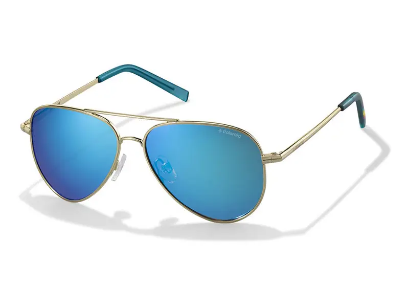 Polaroid Bambino PLD 8015/N J5G/JY Occhiali da sole Metallo Oro Blu Pilot Polarizzata