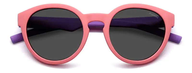 Polaroid Bambino PLD 8019/S 35J/M9 Occhiali da sole Plastica Rosa Grigio Rotonda Polarizzata miniatura 2
