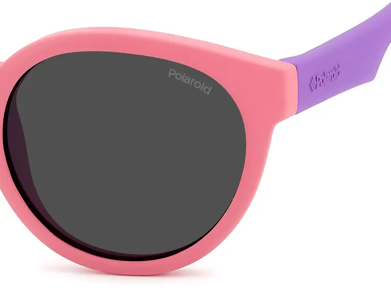 Polaroid Bambino PLD 8019/S 35J/M9 Occhiali da sole Plastica Rosa Grigio Rotonda Polarizzata miniatura 3