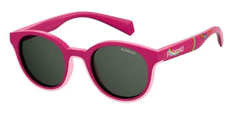 Polaroid Bambino PLD 8036/S MU1/M9 Occhiali da sole Plastica Fucsia Grigio Rotonda Polarizzata