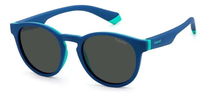 Polaroid Bambino PLD 8048/S 465/M9 Occhiali da sole Plastica Blu Grigio Rotonda