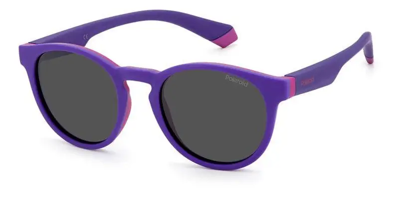 Polaroid Bambino PLD 8048/S 848/M9 Occhiali da sole Plastica Lilla Grigio Rotonda