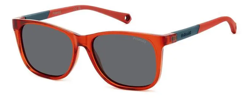 Polaroid Bambino PLD 8058/S C9A/M9 Occhiali da sole Plastica Rosso Grigio Squadrata Polarizzata