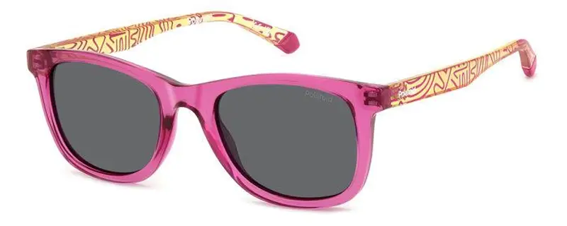 Polaroid Bambino PLD 8060/S MU1/M9 Occhiali da sole Plastica Fucsia Grigio Squadrata Polarizzata