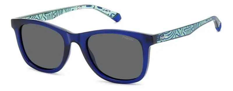 Polaroid Bambino PLD 8060/S PJP/M9 Occhiali da sole Plastica Blu Grigio Squadrata Polarizzata