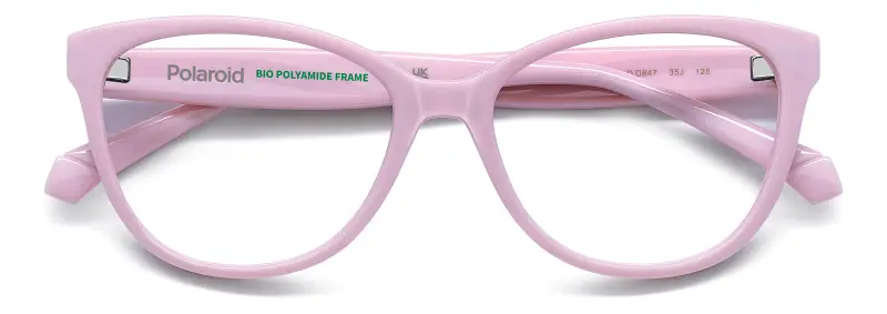 Bambino PLD D847 35J Montature da vista Eco-poliammide Rosa Cat Eye Normale miniatura 3
