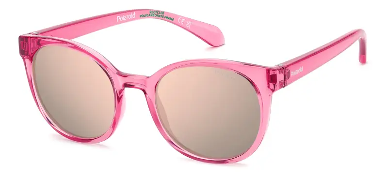 Bambino Polaroid PLD 8076/S 35J/JQ Occhiali da sole Policarbonato Rosa Rosa Farfalla Polarizzata Multistrato
