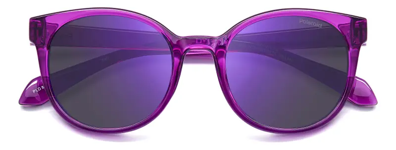 Bambino Polaroid PLD 8076/S MU1/MF Occhiali da sole Policarbonato Fucsia Viola Farfalla Polarizzata Specchiato miniatura 3