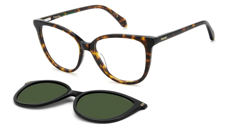 Donna Polaroid PLD D605/C 086/UC Montature da vista Acetato Havana Verde Farfalla Polarizzata