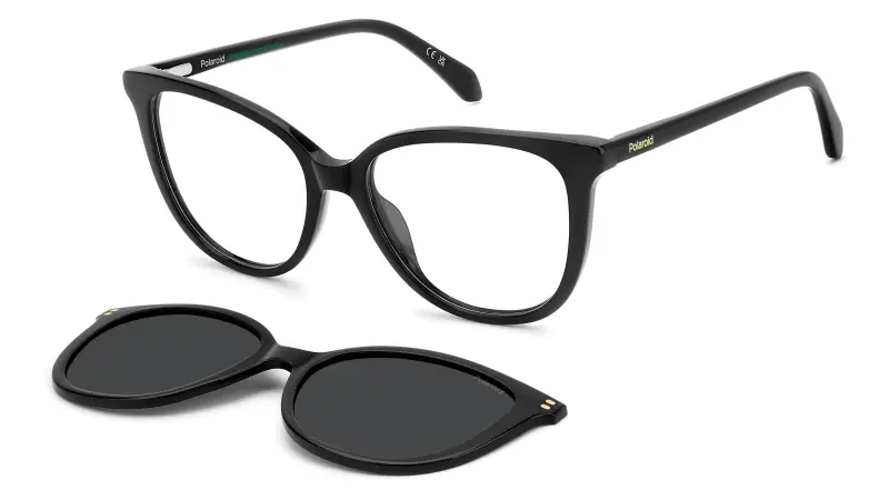 Donna Polaroid PLD D605/C 807/M9 Montature da vista Acetato Nero Grigio Farfalla Polarizzata