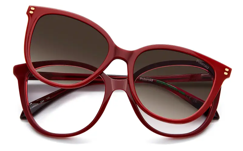 Donna Polaroid PLD D605/C C9A/LA Montature da vista Acetato Rosso Marrone Farfalla Polarizzata Sfumato miniatura 3