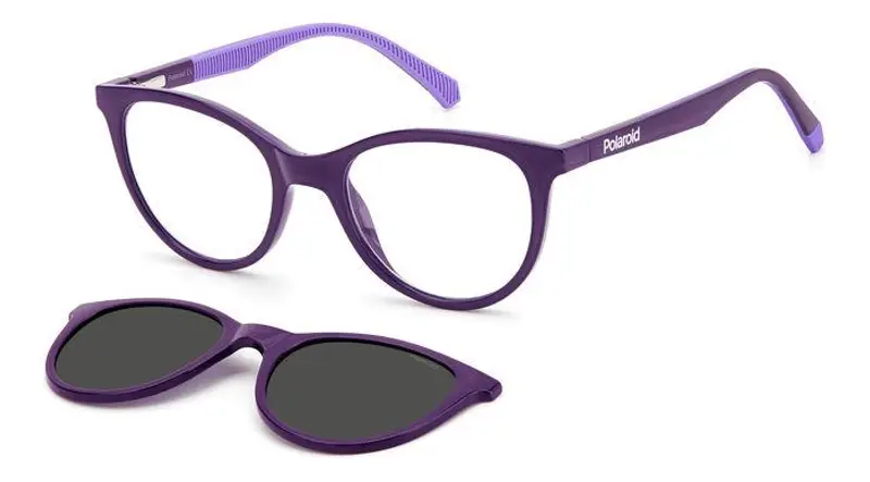 Polaroid Junior PLD 8051/CS 789/M9 Occhiali da sole Plastica Lilla Grigio Cat Eye
