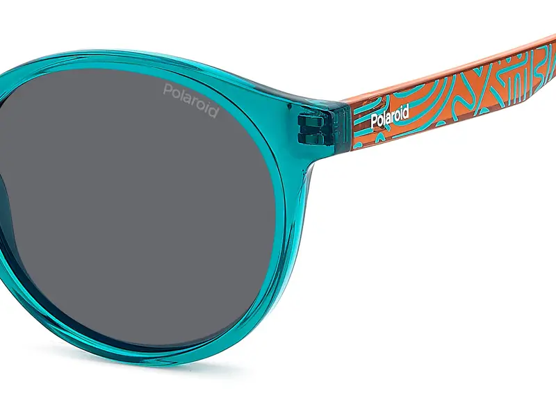 Polaroid Junior PLD 8061/S TCF/M9 Occhiali da sole Policarbonato Azzurro Grigio Pantos Polarizzata miniatura 3