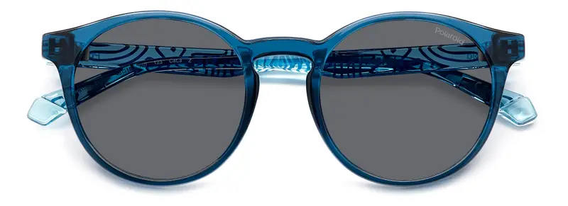 Polaroid Junior PLD 8061/S ZX9/M9 Occhiali da sole Policarbonato Blu Grigio Pantos Polarizzata miniatura 2