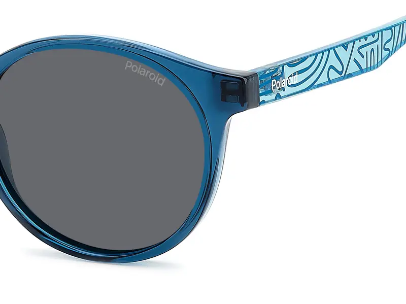 Polaroid Junior PLD 8061/S ZX9/M9 Occhiali da sole Policarbonato Blu Grigio Pantos Polarizzata miniatura 3