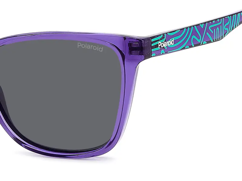Polaroid Junior PLD 8062/S B3V/M9 Occhiali da sole Policarbonato Viola Grigio Squadrata Polarizzata miniatura 3