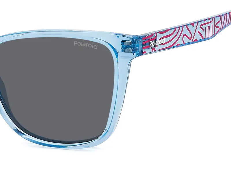 Polaroid Junior PLD 8062/S MVU/M9 Occhiali da sole Policarbonato Azzurro Grigio Squadrata Polarizzata miniatura 3