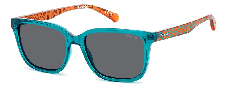 Polaroid Junior PLD 8063/S TCF/M9 Occhiali da sole Policarbonato Azzurro Grigio Squadrata Polarizzata