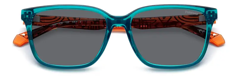 Polaroid Junior PLD 8063/S TCF/M9 Occhiali da sole Policarbonato Azzurro Grigio Squadrata Polarizzata miniatura 2
