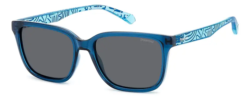 Polaroid Junior PLD 8063/S ZX9/M9 Occhiali da sole Policarbonato Blu Grigio Squadrata Polarizzata