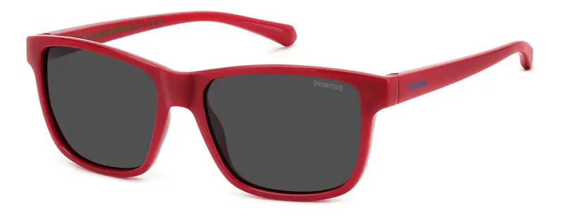 Polaroid Junior PLD 8067/S C9A/M9 Occhiali da sole Policarbonato Rosso Grigio Squadrata Polarizzata