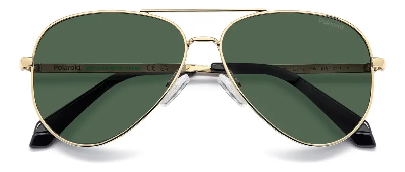 Junior Polaroid PLD 8073/S PEF/UC Occhiali da sole Metallo Oro Verde Pilot Polarizzata miniatura 3