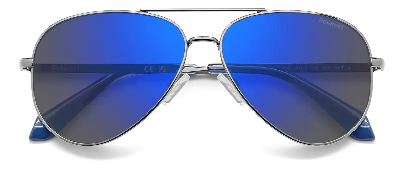 Junior Polaroid PLD 8073/S V84/5X Occhiali da sole Metallo Rutenio Blu Pilot Polarizzata Specchiato miniatura 3