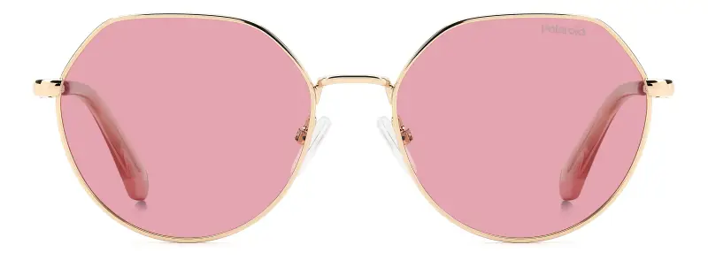 Junior Polaroid PLD 8074/S EYR/0F Occhiali da sole Metallo Oro Rosa Rotonda Polarizzata miniatura 2