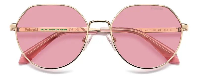 Junior Polaroid PLD 8074/S EYR/0F Occhiali da sole Metallo Oro Rosa Rotonda Polarizzata miniatura 3