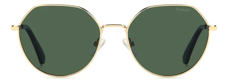 Junior Polaroid PLD 8074/S J5G/UC Occhiali da sole Metallo Oro Verde Rotonda Polarizzata miniatura 2