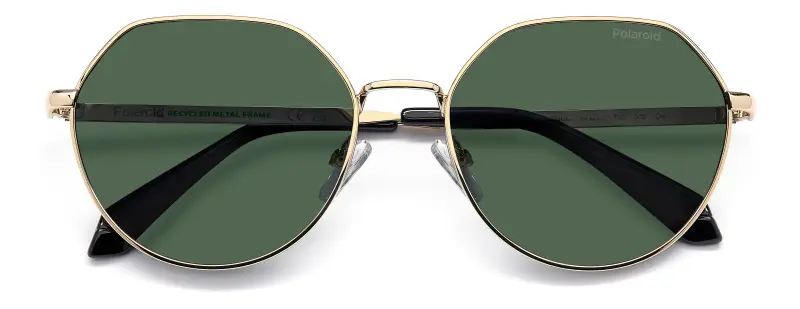 Junior Polaroid PLD 8074/S J5G/UC Occhiali da sole Metallo Oro Verde Rotonda Polarizzata miniatura 3
