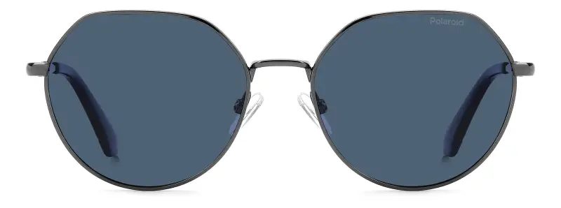 Junior Polaroid PLD 8074/S KJ1/C3 Occhiali da sole Metallo Rutenio Blu Rotonda Polarizzata miniatura 2