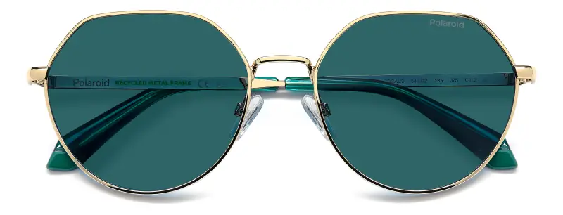 Junior Polaroid PLD 8074/S OGA/C3 Occhiali da sole Metallo Oro Blu Rotonda Polarizzata miniatura 3
