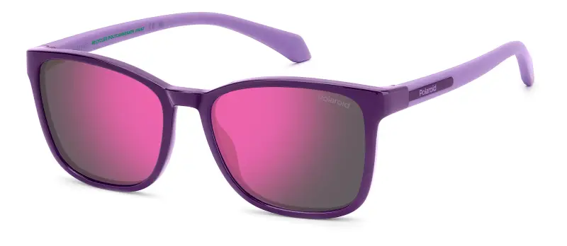 Junior Polaroid PLD 8077/S 0T7/AI Occhiali da sole Policarbonato Viola Grigio Squadrata Polarizzata Specchiato