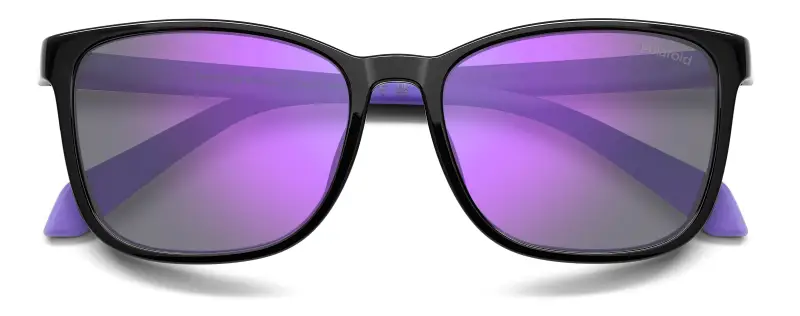 Junior Polaroid PLD 8077/S 1X2/MF Occhiali da sole Policarbonato Nero Viola Squadrata Polarizzata Specchiato miniatura 3