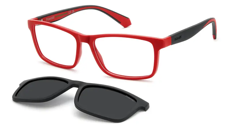 Junior Polaroid PLD D854/C 0Z3/M9 Montature da vista Eco-poliammide Rosso Grigio Squadrata Polarizzata