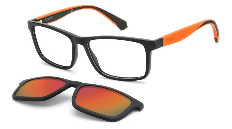 Junior Polaroid PLD D854/C RC2/OZ Montature da vista Eco-poliammide Nero Rosso Squadrata Polarizzata Multistrato