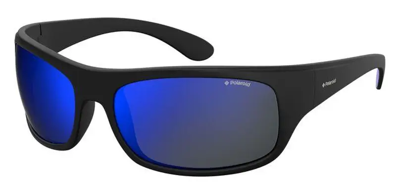 Polaroid Unisex 07886 003/5X Occhiali da sole Plastica Nero Blu Squadrata  Specchiato